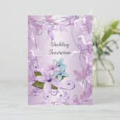 Uitnodiging voor een Paarse Mauve Floral (Staand voorkant)