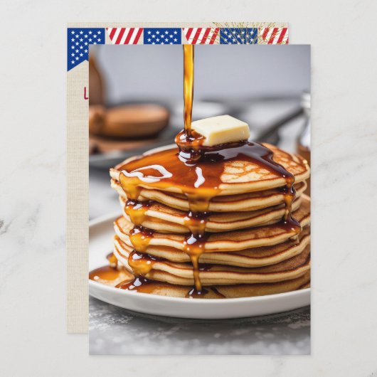Uitnodiging voor een pannenkoekenontbijt op 4 juli (Voorkant / Achterkant)
