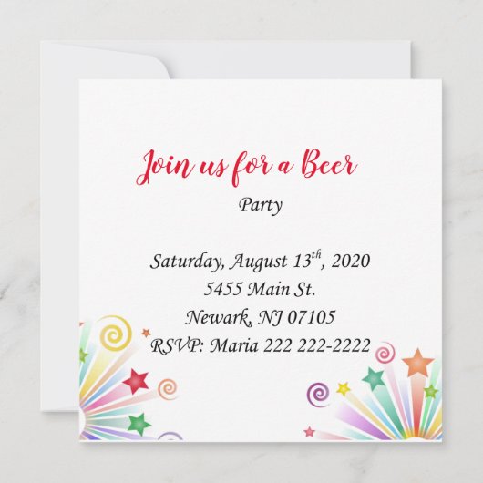 Uitnodiging voor een partij (Achterkant)