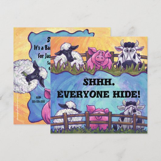 Uitnodiging voor een partij bij de "Barnyard Anima (Voorkant / Achterkant)