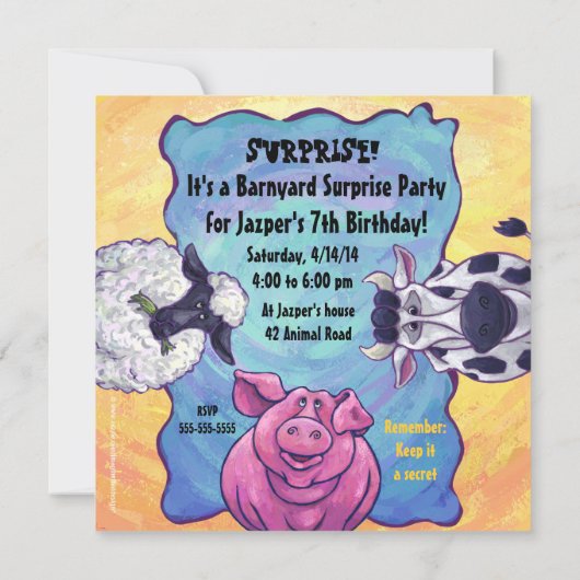 Uitnodiging voor een partij bij de "Barnyard Anima (Achterkant)