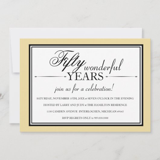 Uitnodiging voor een partij van 50 jaar Jubileum (Voorkant)