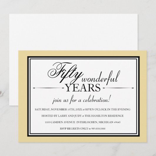 Uitnodiging voor een partij van 50 jaar Jubileum (Voorkant / Achterkant)