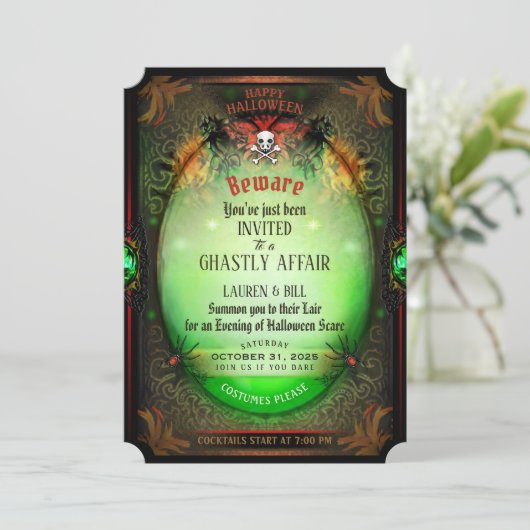 Uitnodiging voor een partij van de partij Hallowee (Staand voorkant)