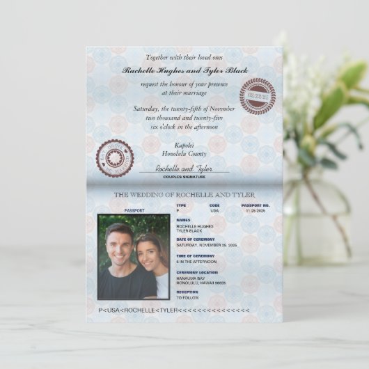 Uitnodiging voor een paspoort (Staand voorkant)