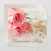 Uitnodiging voor een pensioenfeest met rozen en pa (Voorkant / Achterkant)