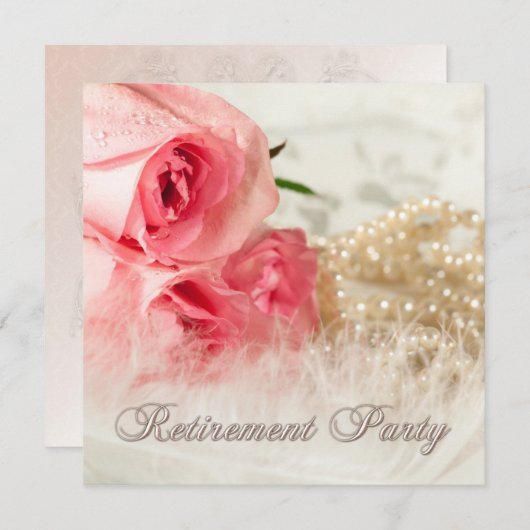 Uitnodiging voor een pensioenfeest met rozen en pa (Voorkant / Achterkant)