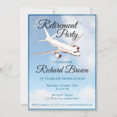 Uitnodiging voor een pensioenfeest met vliegtuigon (Voorkant)