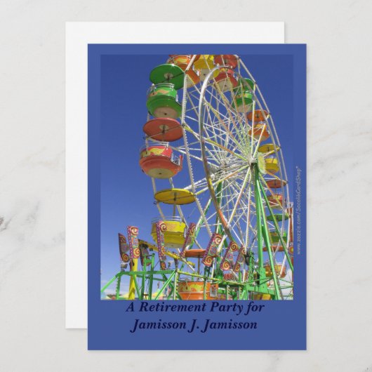 Uitnodiging voor een pensioenfeest, reuzenrad (Voorkant / Achterkant)