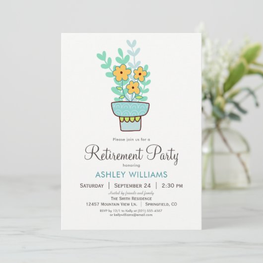 Uitnodiging voor een pensioenfeest voor vrouwen (Staand voorkant)