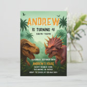 Uitnodiging voor een persoonlijk dinosaurusverjaar (Staand voorkant)