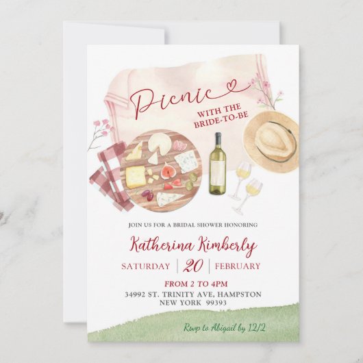 Uitnodiging voor een picknick-bruidsdouche (Voorkant)