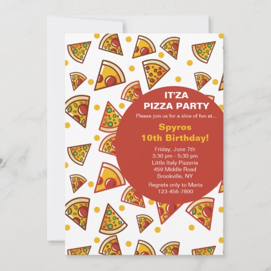 Uitnodiging voor een plak pizza (Voorkant)