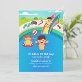 uitnodiging voor een poolparty in kind (Staand voorkant)