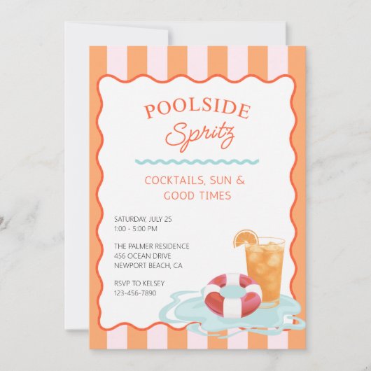 Uitnodiging voor een Poolside Spritz-feest (Voorkant)