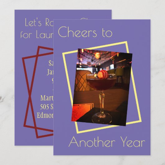 Uitnodiging voor een 'Proost op een Ander Jaar' Fe (Voorkant / Achterkant)