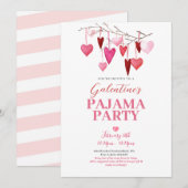Uitnodiging voor een pyjama-feest op Galentijnsdag (Voorkant / Achterkant)