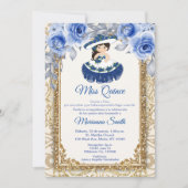 Uitnodiging voor een Quinceañera in Navyblauw met  (Voorkant)