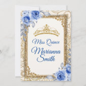 Uitnodiging voor een Quinceañera in Navyblauw met  (Achterkant)