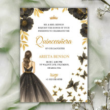 Uitnodiging voor een Quinceañera met elegante bloe