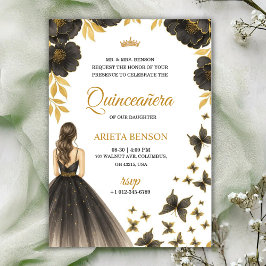 Uitnodiging voor een Quinceañera met elegante bloe