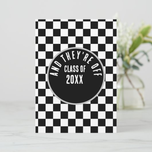 Uitnodiging voor een Racing Theme Afstuderen (Staand voorkant)