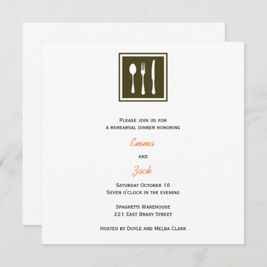 uitnodiging voor een repetitief diner (Voorkant / Achterkant)