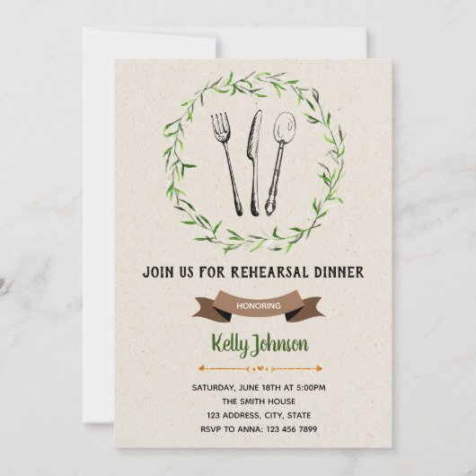 Uitnodiging voor een repetitief diner (Voorkant)