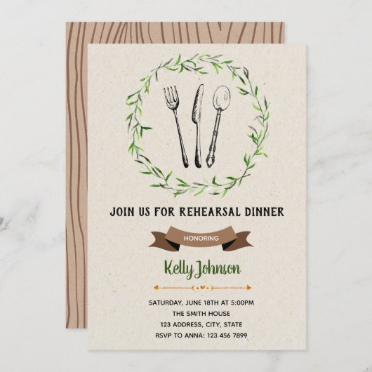 Uitnodiging voor een repetitief diner (Voorkant / Achterkant)