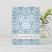 Uitnodiging voor een repetitief diner. Blauw demas (Staand voorkant)