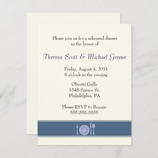 Uitnodiging voor een repetitief diner - marine (Voorkant / Achterkant)