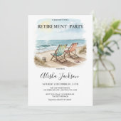 Uitnodiging voor een Retirement Party - Beach Loun (Staand voorkant)