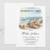 Uitnodiging voor een Retirement Party - Beach Loun (Voorkant / Achterkant)