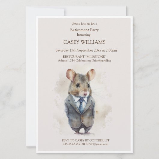 Uitnodiging voor een Retirement Party: een muis me (Voorkant)