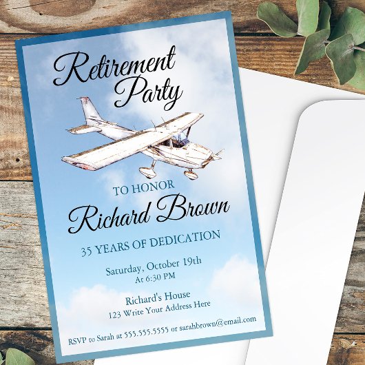 Uitnodiging voor een Retirement Party met Airplane