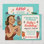 Uitnodiging voor een retro cocktailparty (Voorkant / Achterkant)