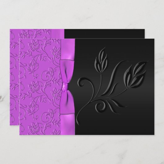 Uitnodiging voor een ribbon-ribbon (zwart-Paars) (Voorkant / Achterkant)