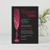 Uitnodiging voor een robijnrode champagne-toast (Staand voorkant)