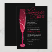 Uitnodiging voor een robijnrode champagne-toast (Voorkant / Achterkant)