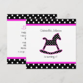 Uitnodiging voor een Rocking Horse Birthday Party (Voorkant / Achterkant)