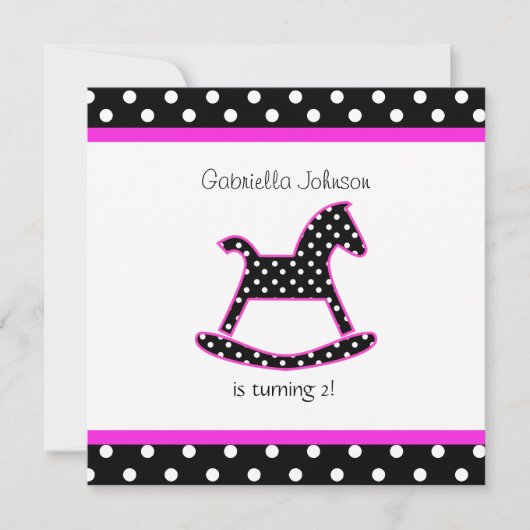Uitnodiging voor een Rocking Horse Birthday Party (Voorkant)