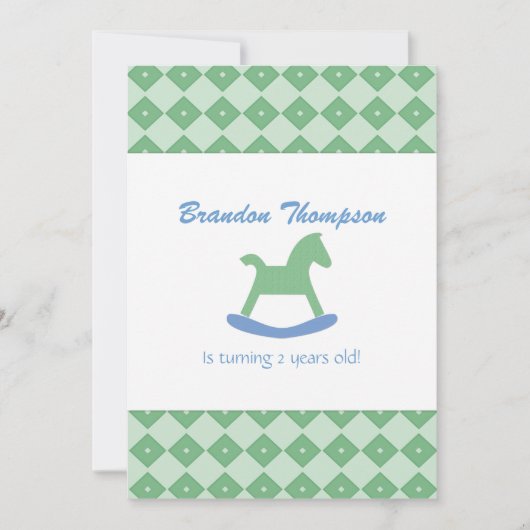 Uitnodiging voor een Rocking Horse Birthday Party (Voorkant)