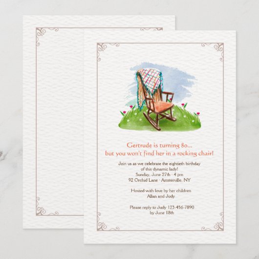 Uitnodiging voor een Rocking-stoel (Voorkant / Achterkant)