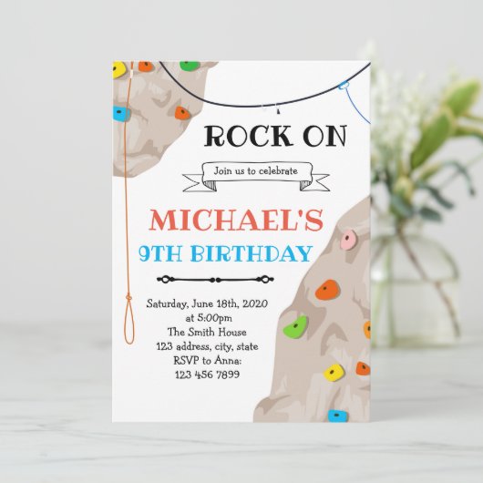 Uitnodiging voor een rockklimmer (Staand voorkant)