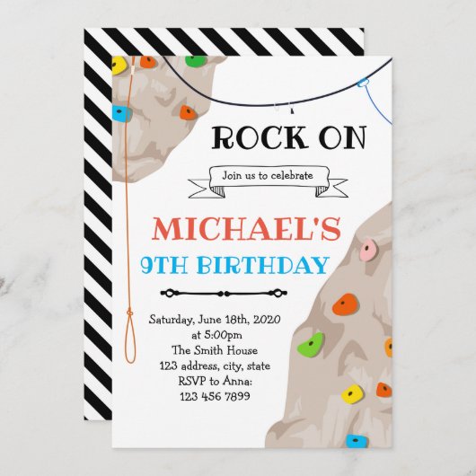 Uitnodiging voor een rockklimmer (Voorkant / Achterkant)