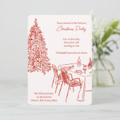 Uitnodiging voor een rode dinerfeest met Kerstmis (Staand voorkant)