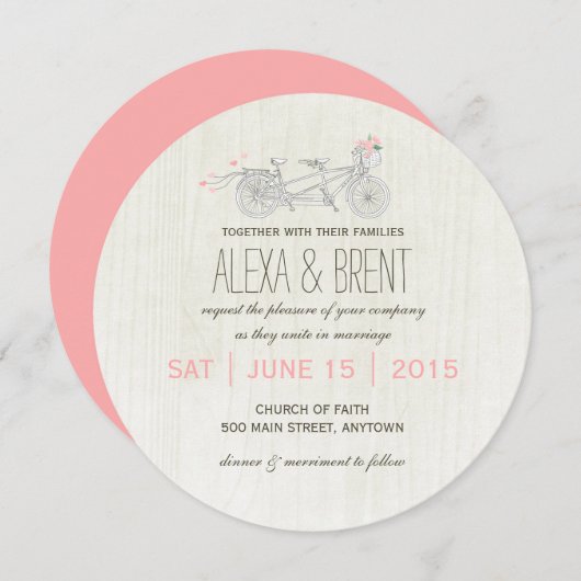 Uitnodiging voor een ronde bruiloft met Tandem Bik (Voorkant / Achterkant)