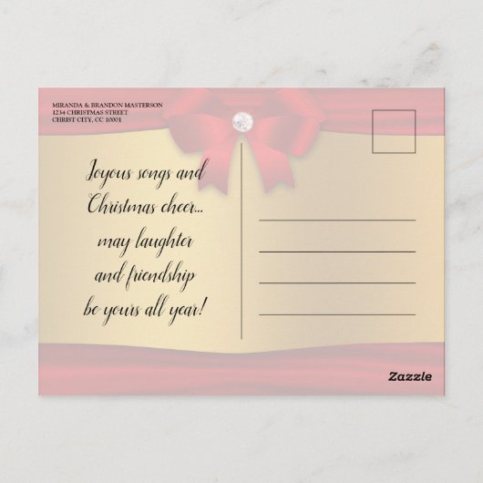 Uitnodiging voor een rood, goud en diamanten kerst (Achterkant)