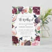 Uitnodiging voor een roze, Bourgogne en vijgenflor (Staand voorkant)