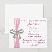 Uitnodiging voor een roze Diamond Bow-partij (Voorkant / Achterkant)